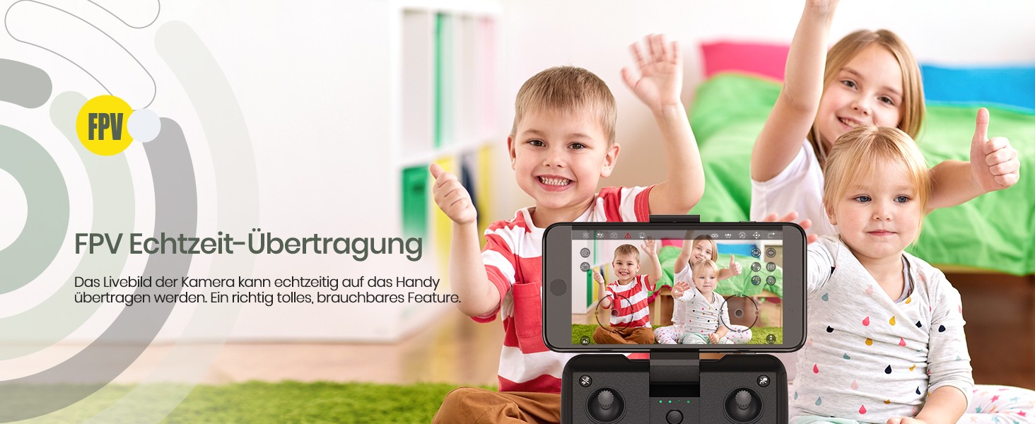 FPV Echtzeit-Übertragung – das Livebild direkt aufs Handy, fliege wie aus Pilotensicht