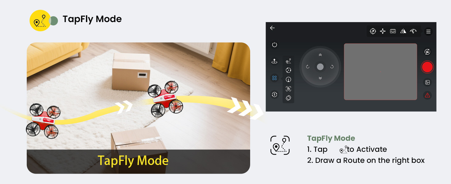 HS210P smart app control TapFly camera drone