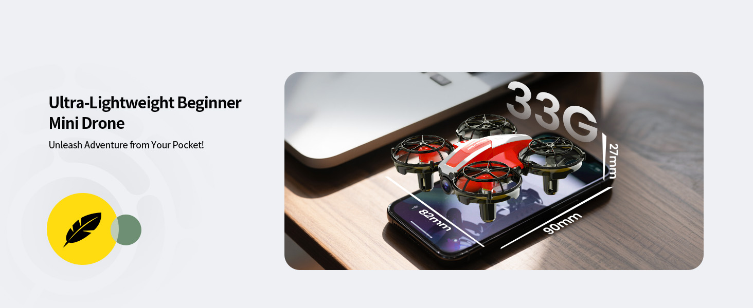 HS210P ultra lightweight 33g pocket size mini drone